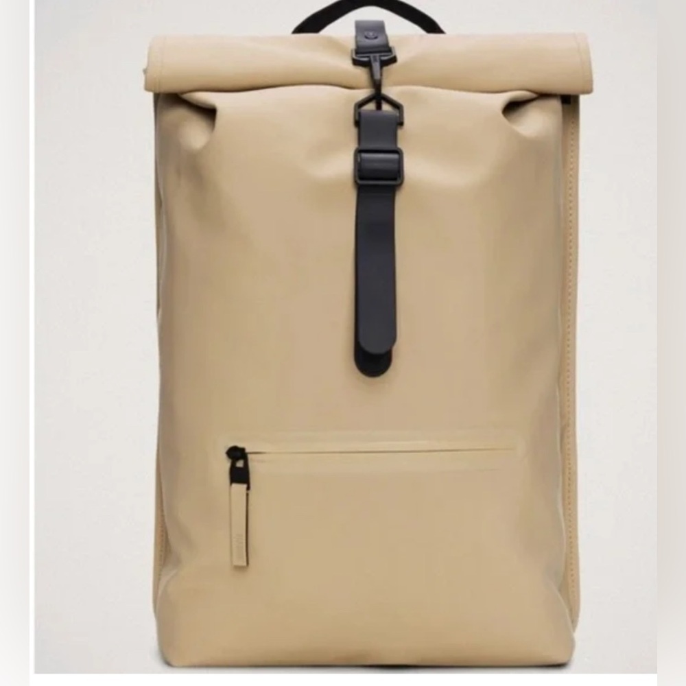 RAINS from Denmark Roll Top Ruck Sac Sand Unisex Popular in Europe Backpack bag